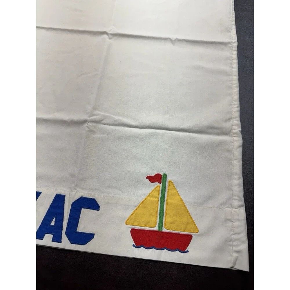 VTG 1980s Personalized Pillowcase Zac Sports Sailboat Embroidered Kids Bedding
